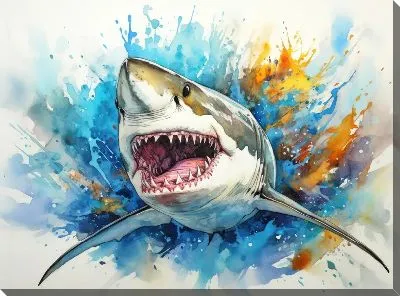 Картина маслом Акула в стиле арт №78
