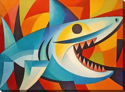 Картина маслом Акула в стиле арт №79