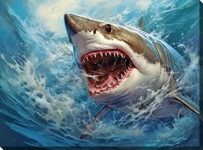 Картина маслом Акула в стиле арт №80
