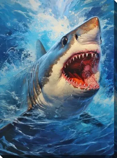 Картина маслом Акула в стиле арт №81