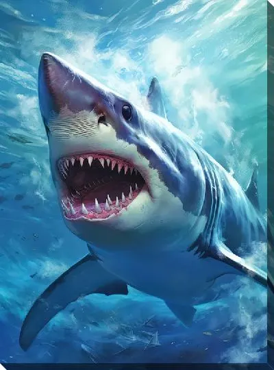 Картина маслом Акула в стиле арт №82
