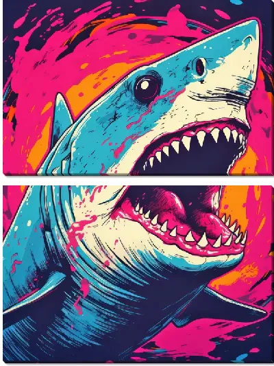 Модульная картина Поп арт акула