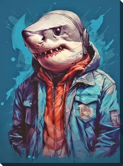 Картина маслом Акула в куртке