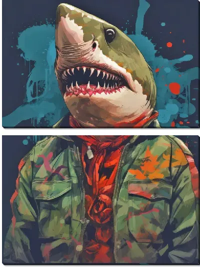 Модульная картина Акула в камуфляже