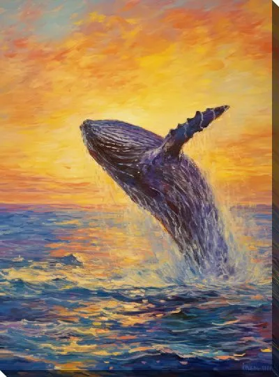 Картина маслом Кит в стиле арт №1