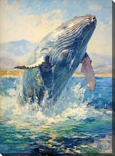 Картина маслом Кит в стиле арт №2