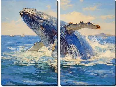 Модульная картина Кит в стиле арт №3