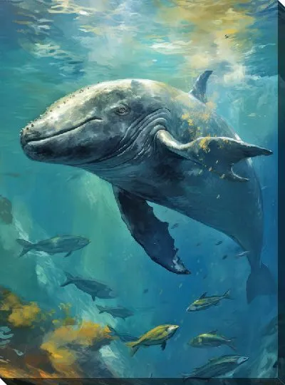 Картина маслом Кит в стиле арт №4