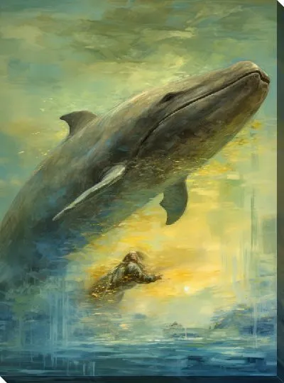 Картина маслом Кит в стиле арт №5