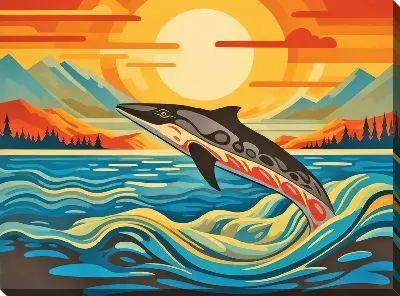 Картина маслом Кит в стиле арт №7