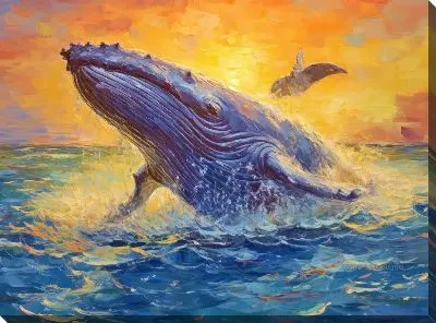 Картина маслом Кит в стиле арт №9