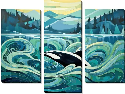 Модульная картина Кит в стиле арт №10