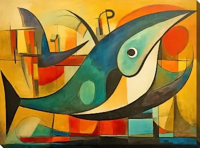 Картина маслом Кит в стиле арт №11