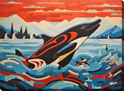 Картина маслом Кит в стиле арт №13