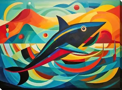 Картина маслом Кит в стиле арт №15