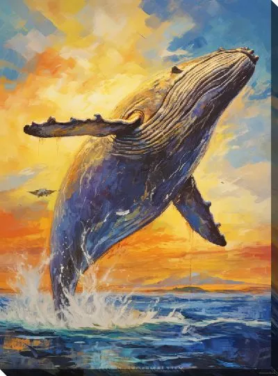 Картина маслом Кит в стиле арт №19