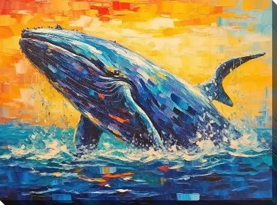 Картина маслом Кит в стиле арт №21