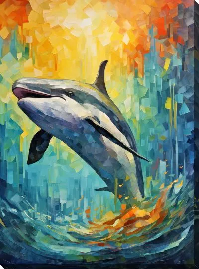 Картина маслом Кит в стиле арт №22