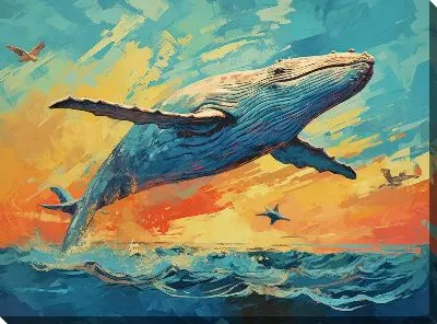 Картина маслом Кит в стиле арт №23