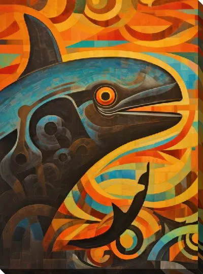 Картина маслом Кит в стиле арт №24