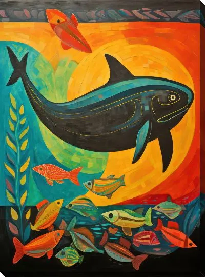 Картина маслом Кит в стиле арт №25