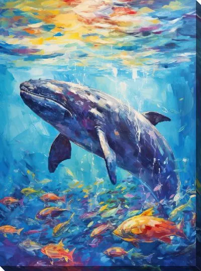 Картина маслом Кит в стиле арт №30