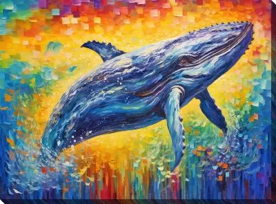 Картина маслом Кит в стиле арт №31