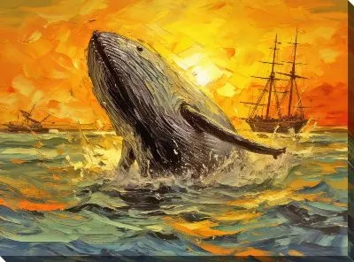 Картина маслом Кит в стиле арт №32