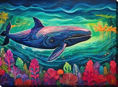 Картина маслом Кит в стиле арт №33