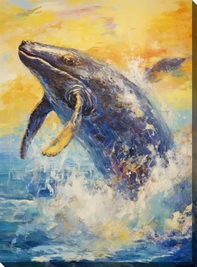 Картина маслом Кит в стиле арт №34