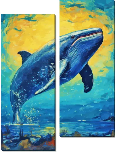 Модульная картина Кит в стиле арт №36