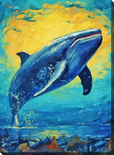 Картина маслом Кит в стиле арт №36