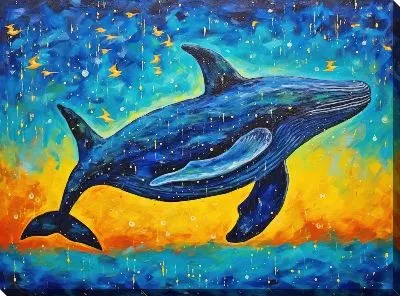 Картина маслом Кит в стиле арт №37