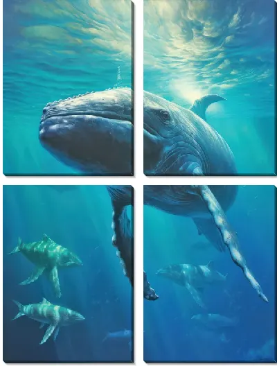 Модульная картина Кит в стиле арт №38