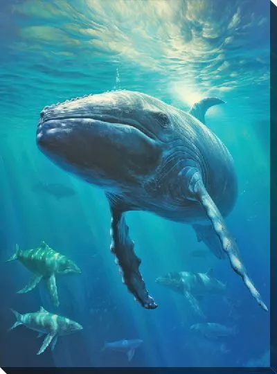 Картина маслом Кит в стиле арт №38