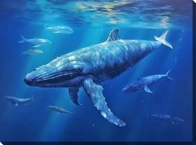 Картина маслом Кит в стиле арт №39