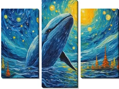 Модульная картина Кит в стиле арт №40