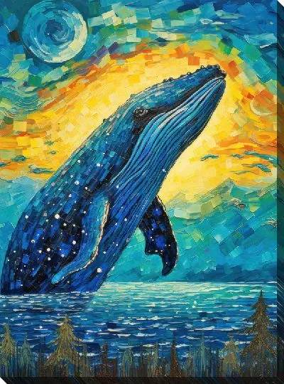 Картина маслом Кит в стиле арт №43