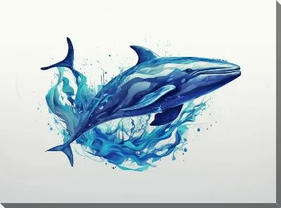 Картина маслом Кит в стиле арт №44