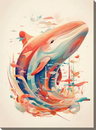 Картина маслом Кит в стиле арт №45