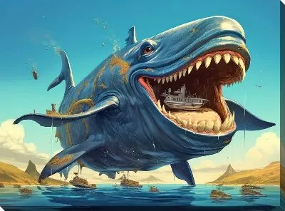 Картина маслом Кит в стиле арт №47