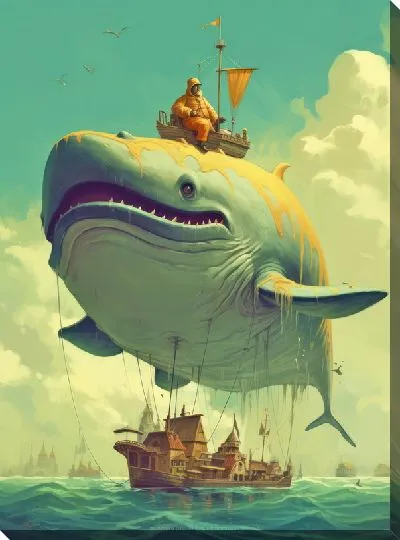 Картина маслом Кит в стиле арт №48