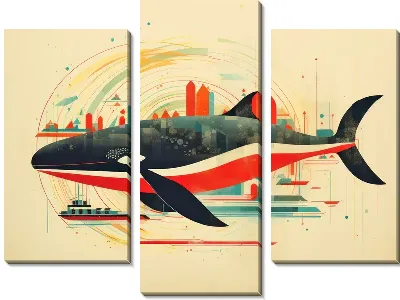 Модульная картина Кит в стиле арт №49