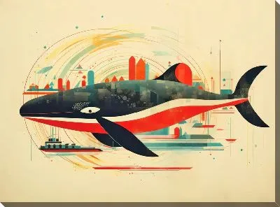 Картина маслом Кит в стиле арт №49