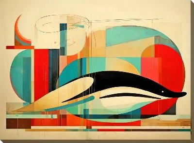 Картина маслом Кит в стиле арт №50