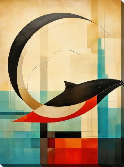 Картина маслом Кит в стиле арт №51