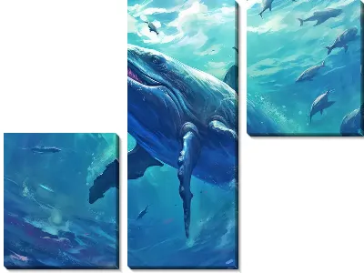 Модульная картина Кит в стиле арт №52