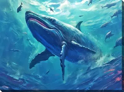 Картина маслом Кит в стиле арт №52