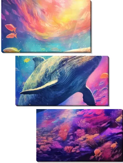 Модульная картина Кит в стиле арт №53