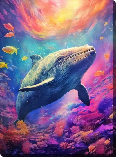 Картина маслом Кит в стиле арт №53